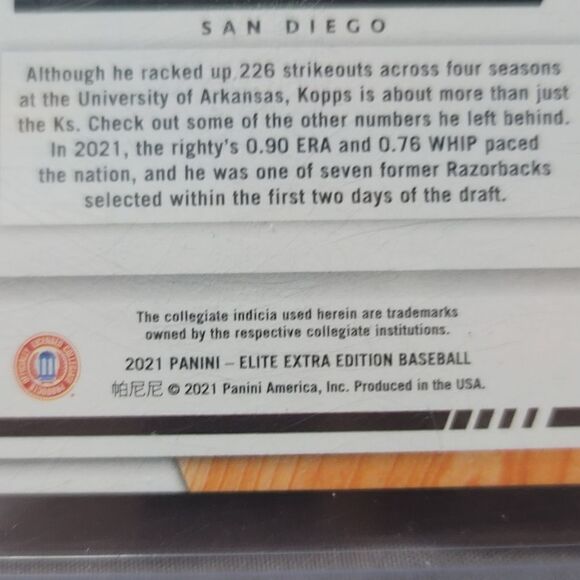 Kevin Kropps San Diego 2022 Elite Extra Edition Panini baseball card #271/999 - Picture 8 of 9